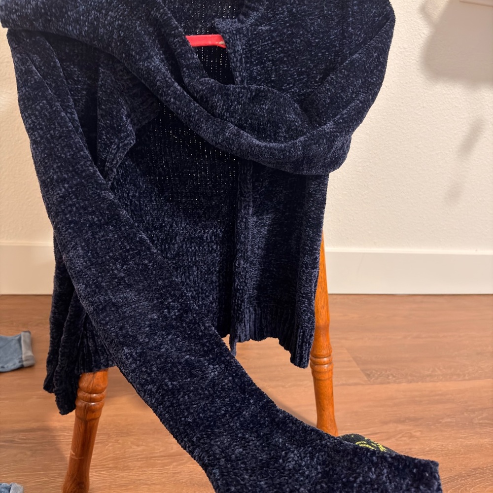 Motivi Navy Plush Chenille Open Cardigan